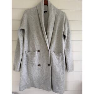J. Crew Heather Gray Merino Alpaca Blend Sweater Coat Double Breasted Cardigan S